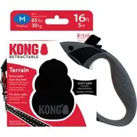 Rea KONG Terrain rullkoppel, svart - Storlek M upp till 30 kg, koppellängd ca 5 m