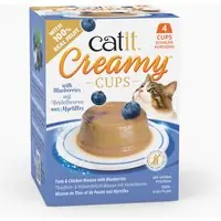 Catit Creamy Cups 4 x 25 g - Tonfisk & kyckling med blåbär Snabb leverans