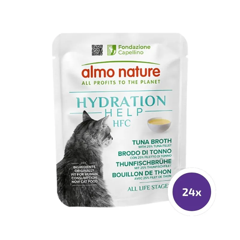 Erbjudande Almo Nature HFC Hydration Help Tonfiskbuljong med tonfiskfilé 24 x 50 g för katter