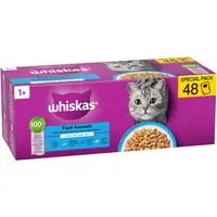 Kampanjpris Ekonomipack Whiskas 1+ Adult portionspåse 48 x 85 g - Fiskurval i gelé