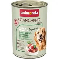 Rabatt Ekonomipack Animonda GranCarno Adult Single Protein Superfoods 24 x 400 g - Kyckling & spenat, hallon, pumpakärnor