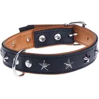 Reapris Heim Stars läderhalsband, svart/beige - Storlek 50 38 - 46 cm halsomfång