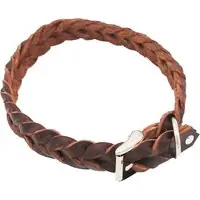 Lägg i varukorgen Heim flätat läderhalsband, brunt - 28 - 35 cm halsomkrets, 25 mm brett