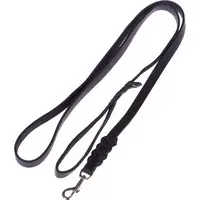 Heim läderkoppel med inflätad karbinhake, svart - L 200 cm, B 1,8 cm Kampanjpris
