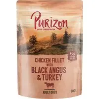 Ekonomipack Purizon Adult 24 x 300 g - Adult Kycklingfilé med Black Angus, kalkon, sötpotatis & tranbär Extra rabatt