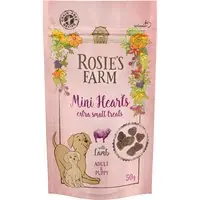 Snabb frakt Rosie‘s Farm Snacks Puppy & Adult "Mini Hearts" Lamb - Ekonomipack 5 x 50 g