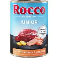 Ekonomipack Rocco Junior 24 x 400 g - Nötkött med lax & potatis Endast denna vecka