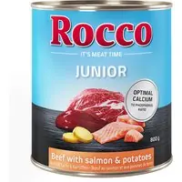 Kundfavorit Rocco Junior 6 x 800 g - Nötkött med lax & potatis
