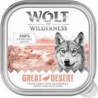 Begränsad tid Ekonomipack Wolf of Wilderness Adult - Single Protein 24 x 150 g - Great Desert - Turkey