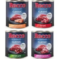 Ekonomipack Rocco Classic 24 x 800 g - Mix Rent nötkött, Nötkött & vilt, Nötkött & lax, Nötkött & kalvhjärta Billigare