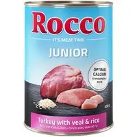 Ekonomipack Rocco Junior 24 x 400 g - Blandpack I Kalkon & kalvhjärta + Fjäderfä & kycklinghjärta Trygg betalning