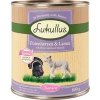 Begränsat erbjudande Lukullus Naturkost Junior 6 x 800 g - Kalkonhjärta & lamm
