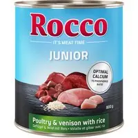 Köp online Rocco Junior 6 x 800 g - Fjäderfä med vilt & ris