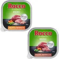 Populärt val Blandat provpack Rocco 9 x 300 g - Menu Mix Nötkött, Nötkött & höns, Nötkött & lamm