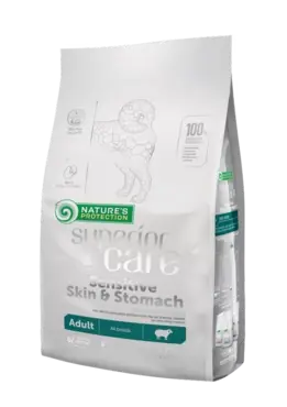 Nature‘s Protection Superior Care Sensitive Skin & Stomach Adult All Breeds lamm för hundar 1,5 kg Kampanj