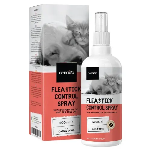 Kampanjpris Fästing & Loppspray, 500 ml - För hundar & katter - Med pepparmyntsolja & tea tree olja - Animigo