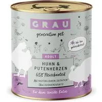 Billigare Ekonomiförpackning GRAU Adult Grain Free 12 x 800 g - Kyckling- och kalkonhjärtan