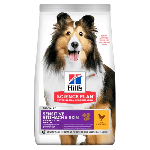 Begränsad tid Hill‘s Science Plan Sensitive Stomach & Skin Medium Adult kyckling 2,5 kg