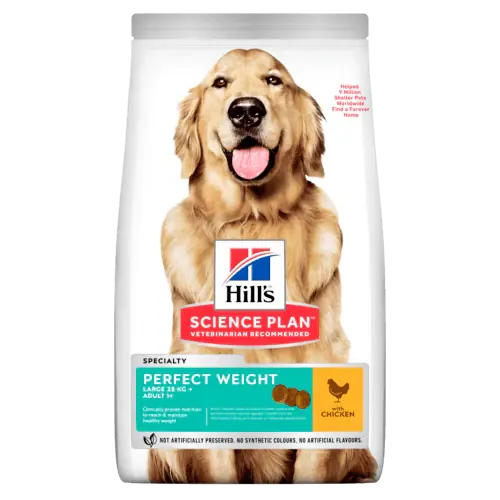 Begränsat antal Hill‘s Science Plan Perfect Weight Large Adult hundfoder med kyckling 12 kg