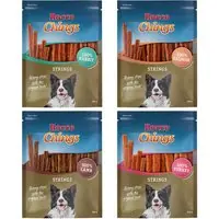 Billigare Ekonomipack Rocco Chings Strings - Mix 1 x Kalkon, 1 x Lamm, 1 x Kanin, 1x Lax