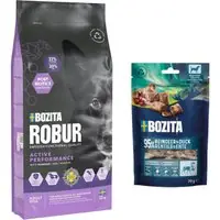 7,5 kg / 12 kg Bozita Robur + 2 x 70 g Meaty Bites Med ren & anka på köpet! - 12 kg Adult Active Performance ren Lågt pris