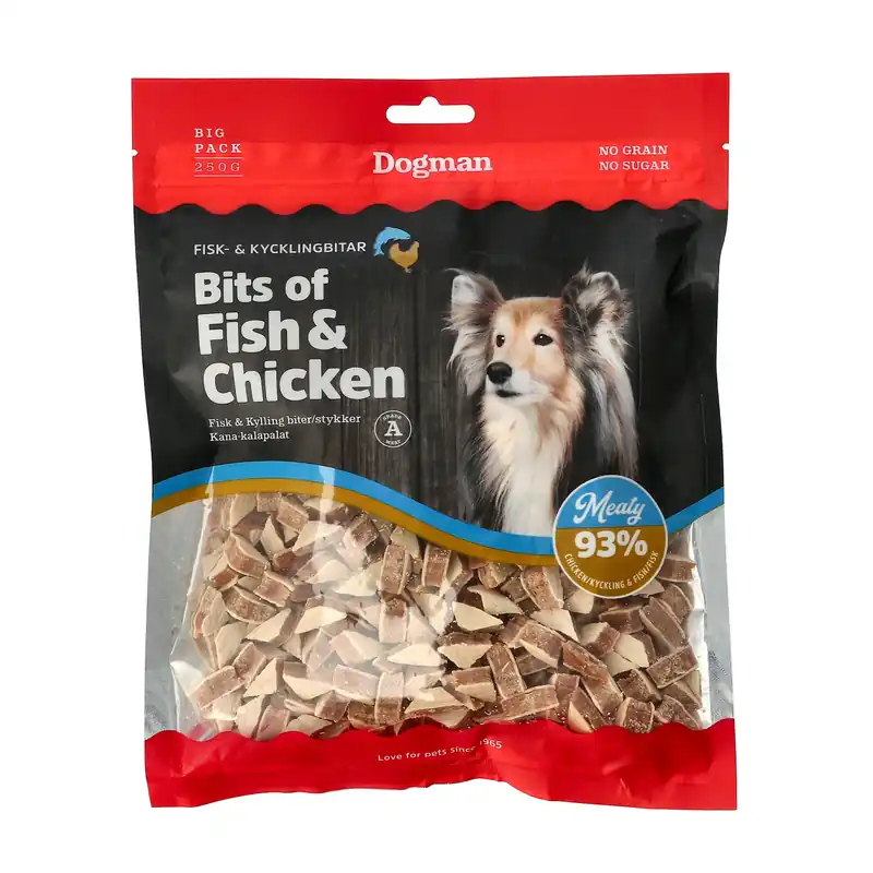 Billigare Bits of Fish & Chicken Hundgodis 250g
