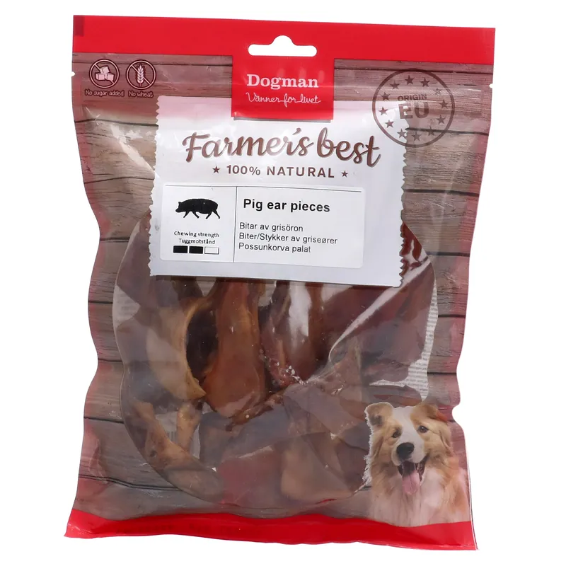 Begränsat antal Farmers Best Bitar av torkat grisöra 250g