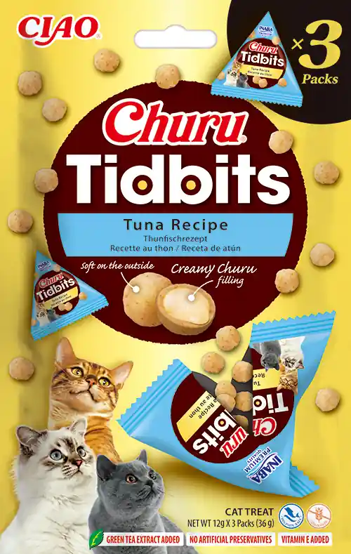 Sänkt pris Tidbits 3p Tuna Recipe kattgodis 3x12g