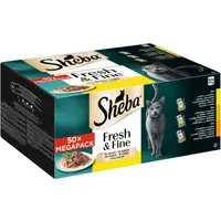 Trygg betalning Multipack Sheba Fresh & Fine portionspåsar 50 x 50 g - Med kyckling, fågel, kalkon i sås