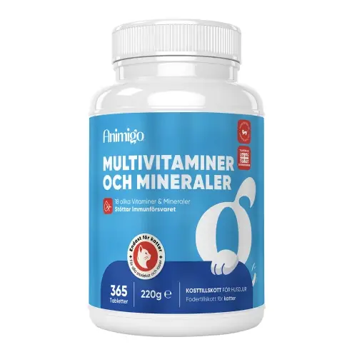 Multivitaminer och Mineraler för katter, 365 st Animigo Begränsad tid