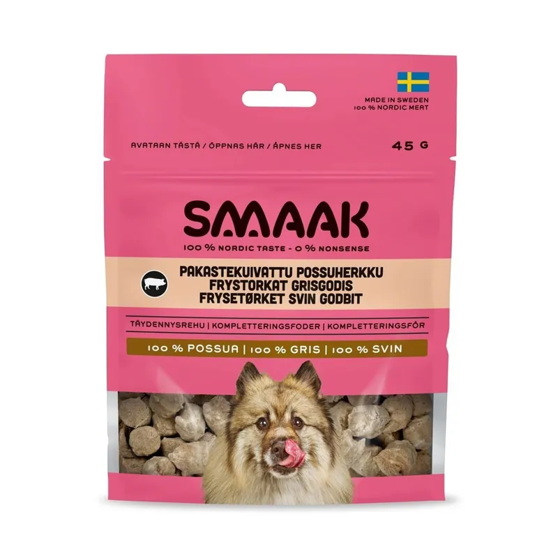Endast idag SMAAK Dog Frystorkat Hundgodis Gris 45 g