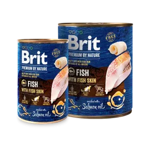 Snabb frakt Brit Premium by Nature Fisk med fiskskinn 6 x 400 g för hundar