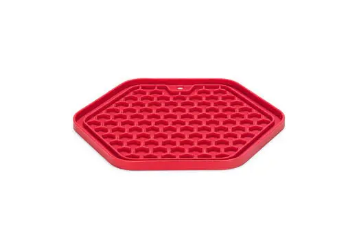 Premium Beeztees LickMat Hexagon slickmatta röd 23 x 20 cm för hundar