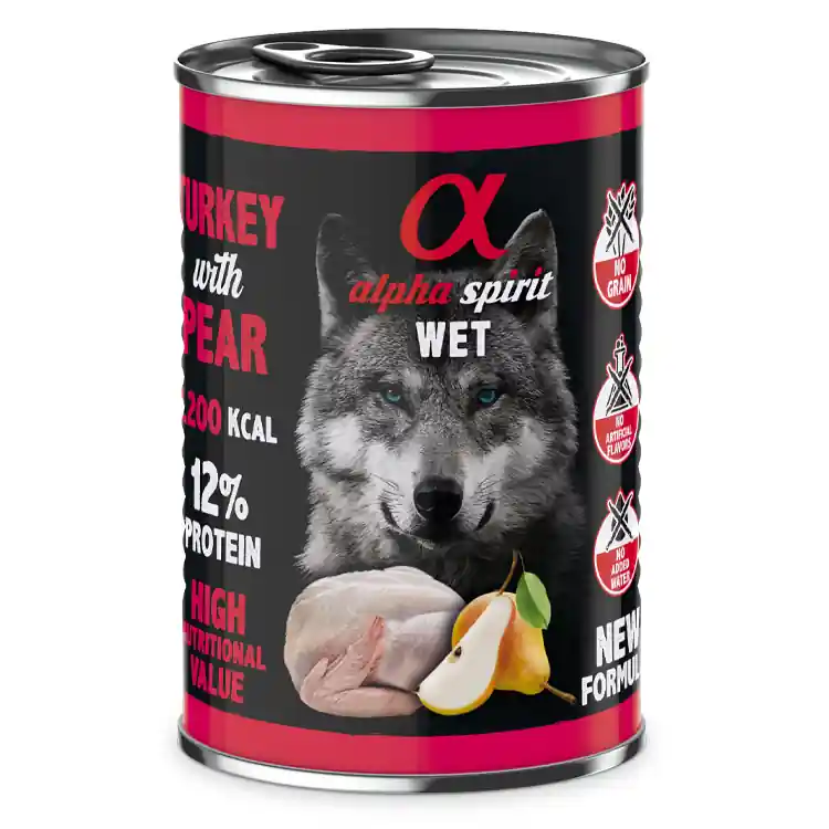 Alpha Spirit Kalkon med päron 400g våtfoder Populär