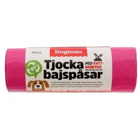 Bajspåsar med handtag 50-pack, Rosa I lager