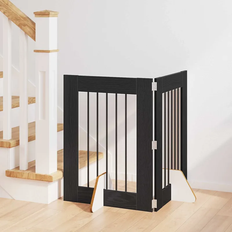 vidaXL Fällbar hundgrind med stativ 2 pcs Svart ek 120,5 cm Billigare