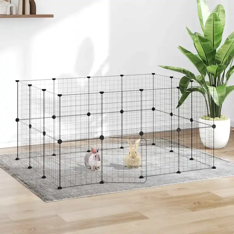 Lågt pris vidaXL Hundgård svart 28 paneler 35×35 cm stål