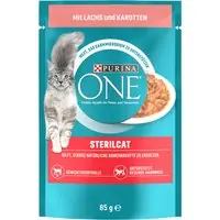 Sista chansen Purina ONE våtfoder för katter till specialpris! - SterilCat lax & morötter (26 x 85 g)
