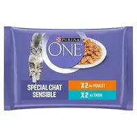 PURINA ONE 4 x 85 g - Sensitive Kyckling och Tonfisk prisnedsättning