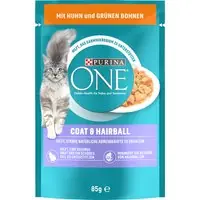 Purina ONE våtfoder för katter till specialpris! - Coat & Hairball kyckling & gröna bönor (52 x 85 g) Endast denna vecka