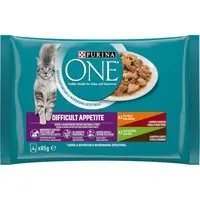 PURINA ONE Difficult Appetite - Kyckling + Kalkon 4 x 85 g I lager
