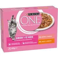PURINA ONE Junior 8 x 85 g Kyckling + Lax - Kyckling + Lax Lågt pris