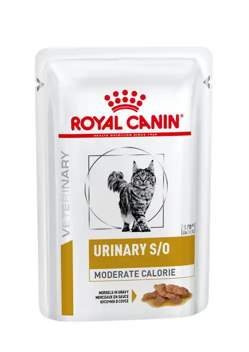 Royal Canin Veterinary Diets Urinary S/O Moderate Calorie Morcels in Gravy Pouch våtfoder för katt 12x85 g Lägg i varukorgen