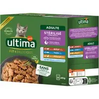 Beställ nu Ultima Sterilized Cat 8 x 85 g - Mix II (kyckling, nötkött, tonfisk, havsfisk)