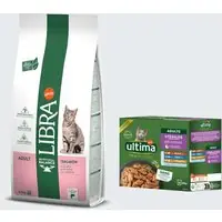 12 kg Libra Cat + 8 x 85 g Ultima Sterilised Mix på köpet! - Adult lax Billigare