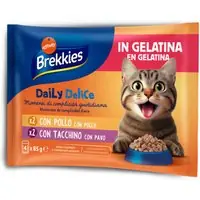 Ekonomipack Brekkies Daily Delice 24 x 85 g - Kyckling + Kalkon i gelé Reapris