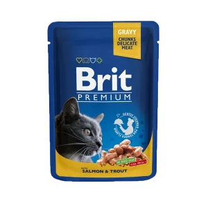 Billigare Brit Premium Portionspåsar med Lax och Öring i Sås för katter 24 x 100 g