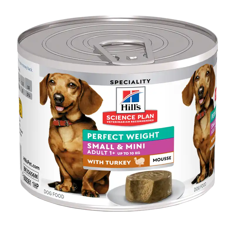 Begränsat antal Hill‘s Science Plan Canine Adult Perfect Weight Small & Mini Mousse Turkey 12x200 g