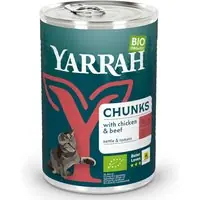 Ekonomipack Yarrah Chunks ekologiskt 24 x 405 g - Ekologisk kyckling + ekologisk kyckling & ekologiskt nötkött I lager