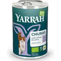 Ekonomipack Yarrah Chunks ekologiskt 24 x 405 g - Ekologisk kyckling & ekologisk kalkon med ekologiska nässlor & ekologiska tomater Nyhet